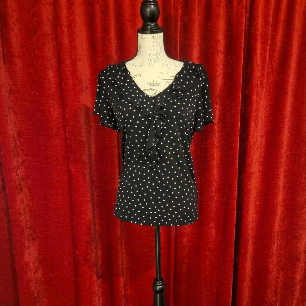 BUNDLE SALE!  ADRIANNA PAPELL - Black  & White Polka Dot Women's Top